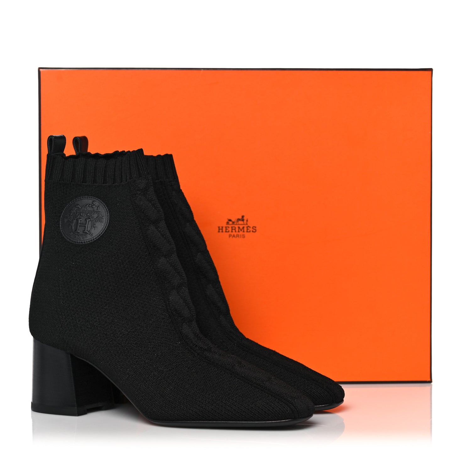 Knit Calfskin Volver Ankle Boots 37.5 Black