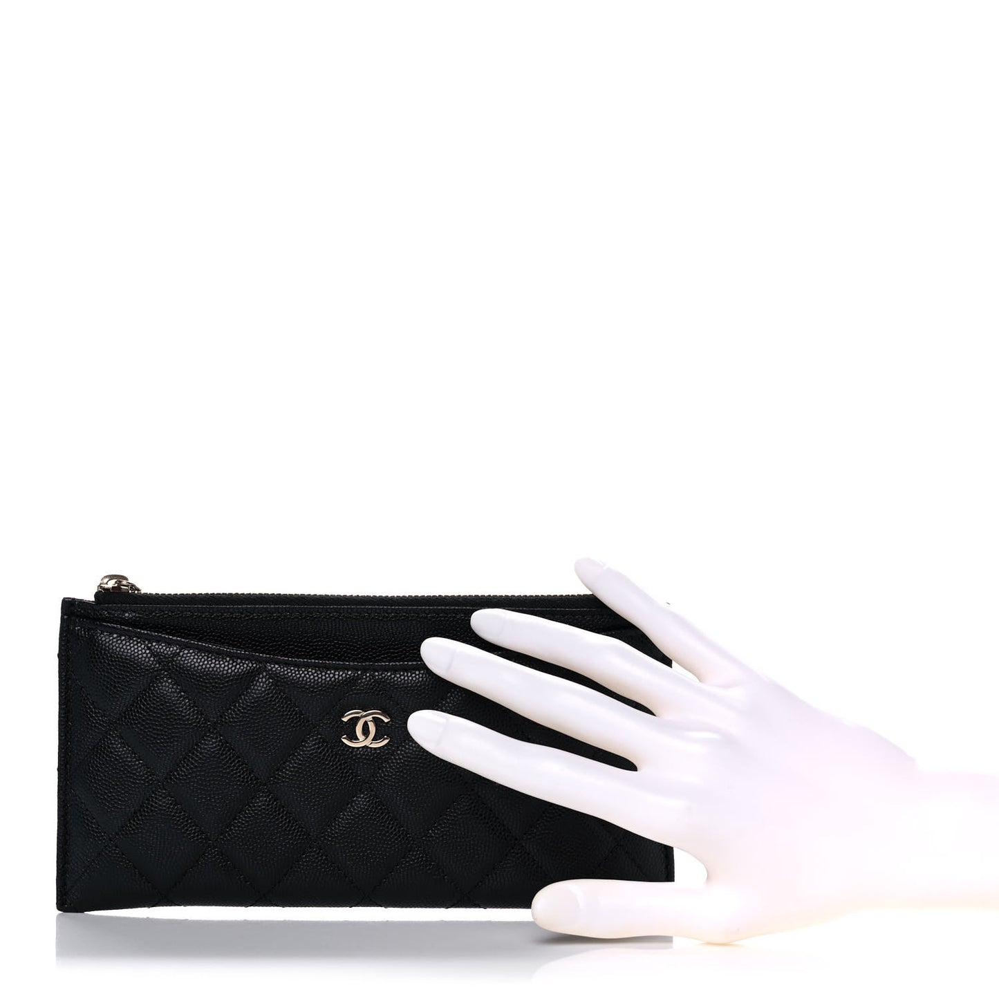 Caviar Quilted Classic Zip Pouch Black