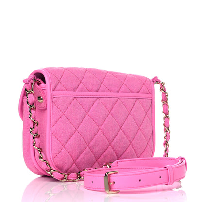 Chanel Denim Quilted Small Messenger Flap Neon Pink 3 of 13