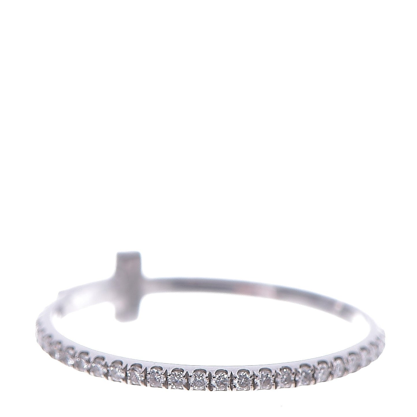 18K White Gold Diamond T Wire Pave Ring 55 7.25