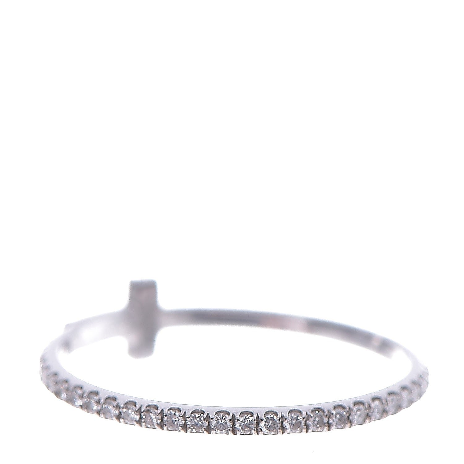 Tiffany 18K White Gold Diamond T Wire Pave Ring 55 7.25 3 of 5