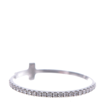 Tiffany 18K White Gold Diamond T Wire Pave Ring 55 7.25 3 of 5