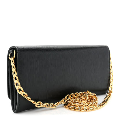 Prada Vitello Move Metal Oro Chain Wallet Black 4 of 10