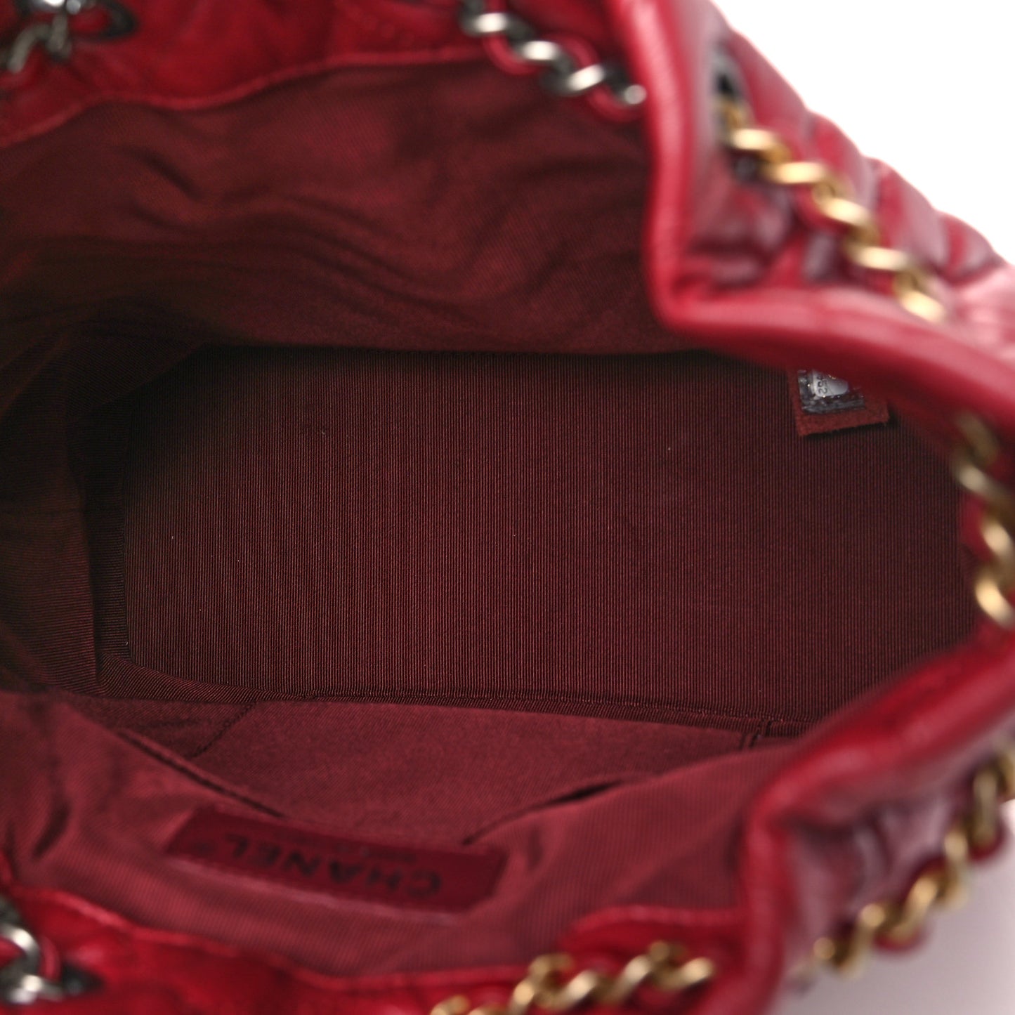 Aged Calfskin Chevron Quilted Small Gabrielle Backpack Dark Pink