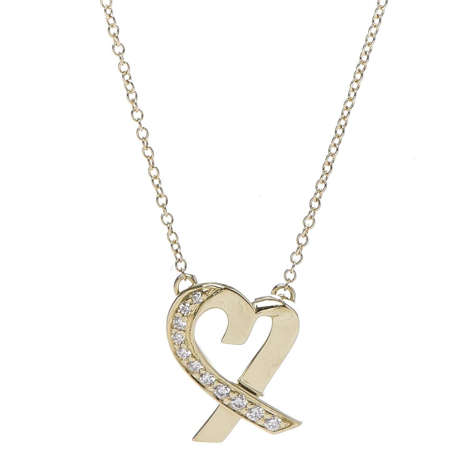 Tiffany 18K Yellow Gold Diamond Small Paloma Picasso Loving Heart Pendant Necklace 4 of 6