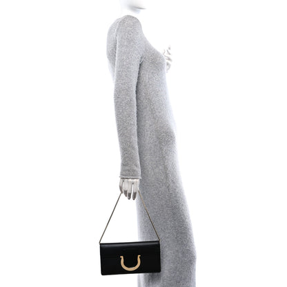 Salvatore Ferragamo Calfskin Thalia Clutch With Chain Black 2 of 9