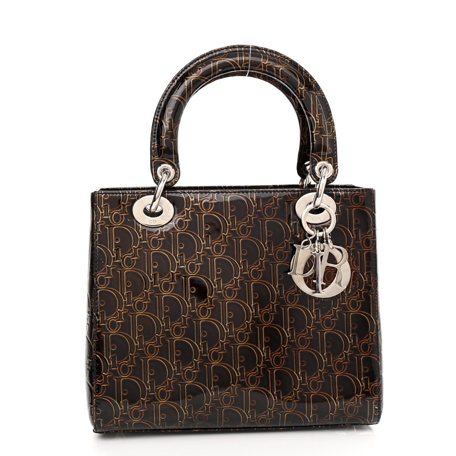 Christian Dior Patent Ultimate Medium Lady Dior Brown 1 of 10