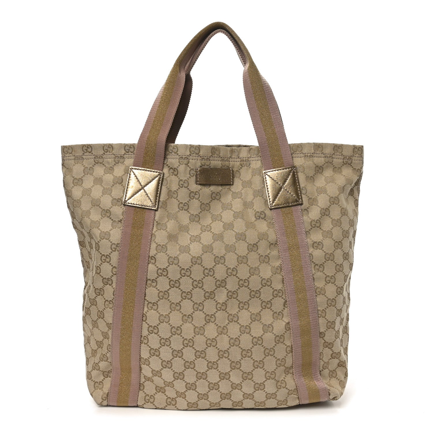 Gucci GG Monogram Medium Web Handle Vertical Tote Pink Gold 1 of 10