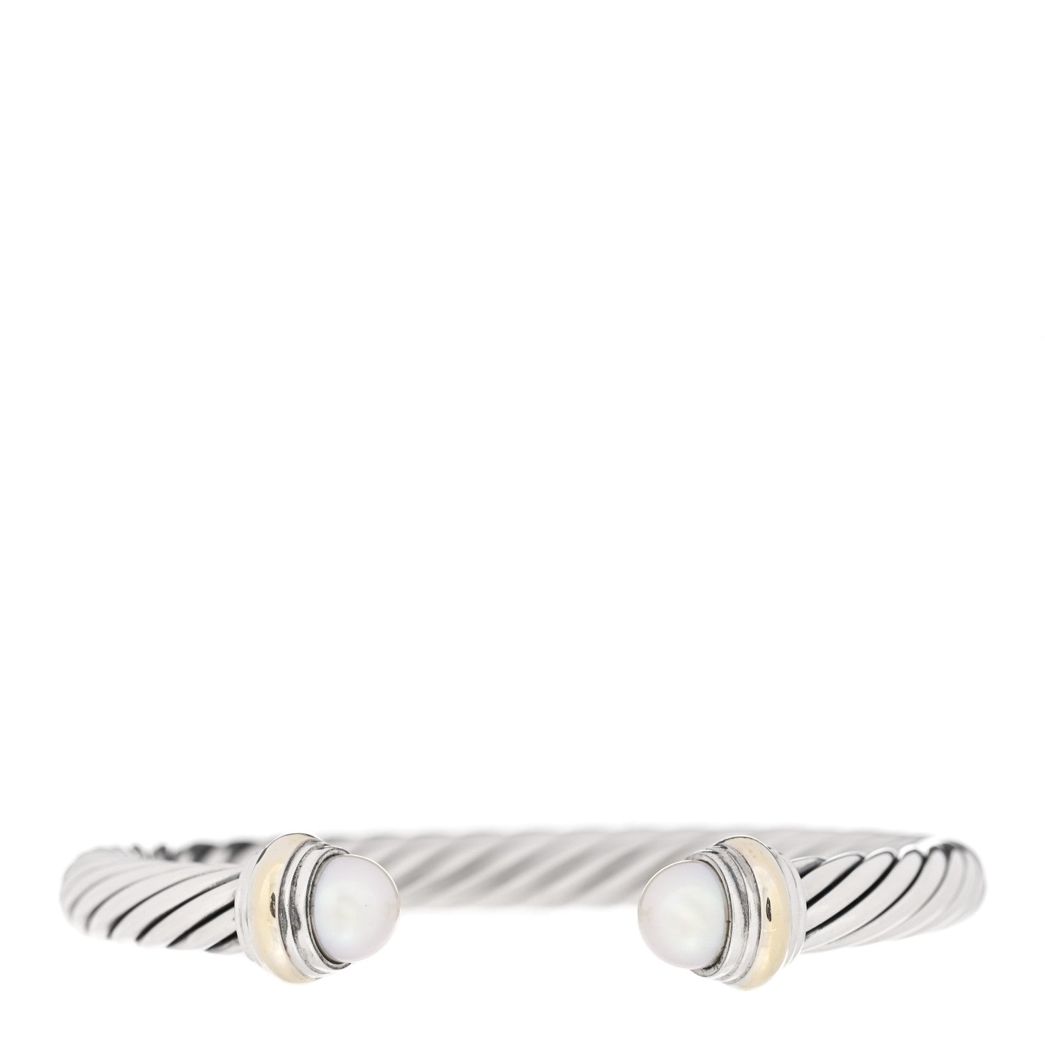 David Yurman DAVID YURMAN Sterling Silver 14K Yellow Gold Pearl 7mm Cable Classics Bracelet 1 of 3