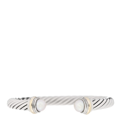 David Yurman DAVID YURMAN Sterling Silver 14K Yellow Gold Pearl 7mm Cable Classics Bracelet 1 of 3