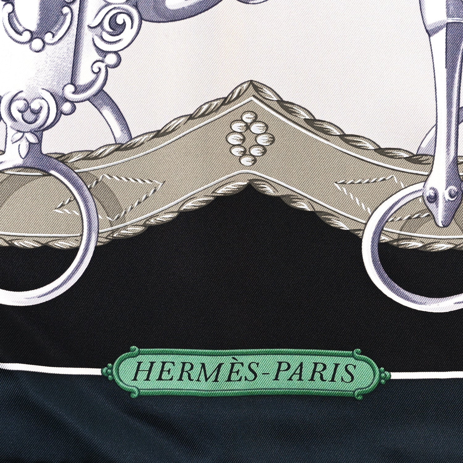 Hermes Silk Lift Profile Scarf 90 Vert Black Gris 2 of 4