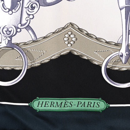 Hermes Silk Lift Profile Scarf 90 Vert Black Gris 2 of 4