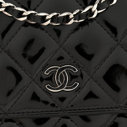 Chanel Patent Quilted Wallet On Chain WOC Black 12 of 13