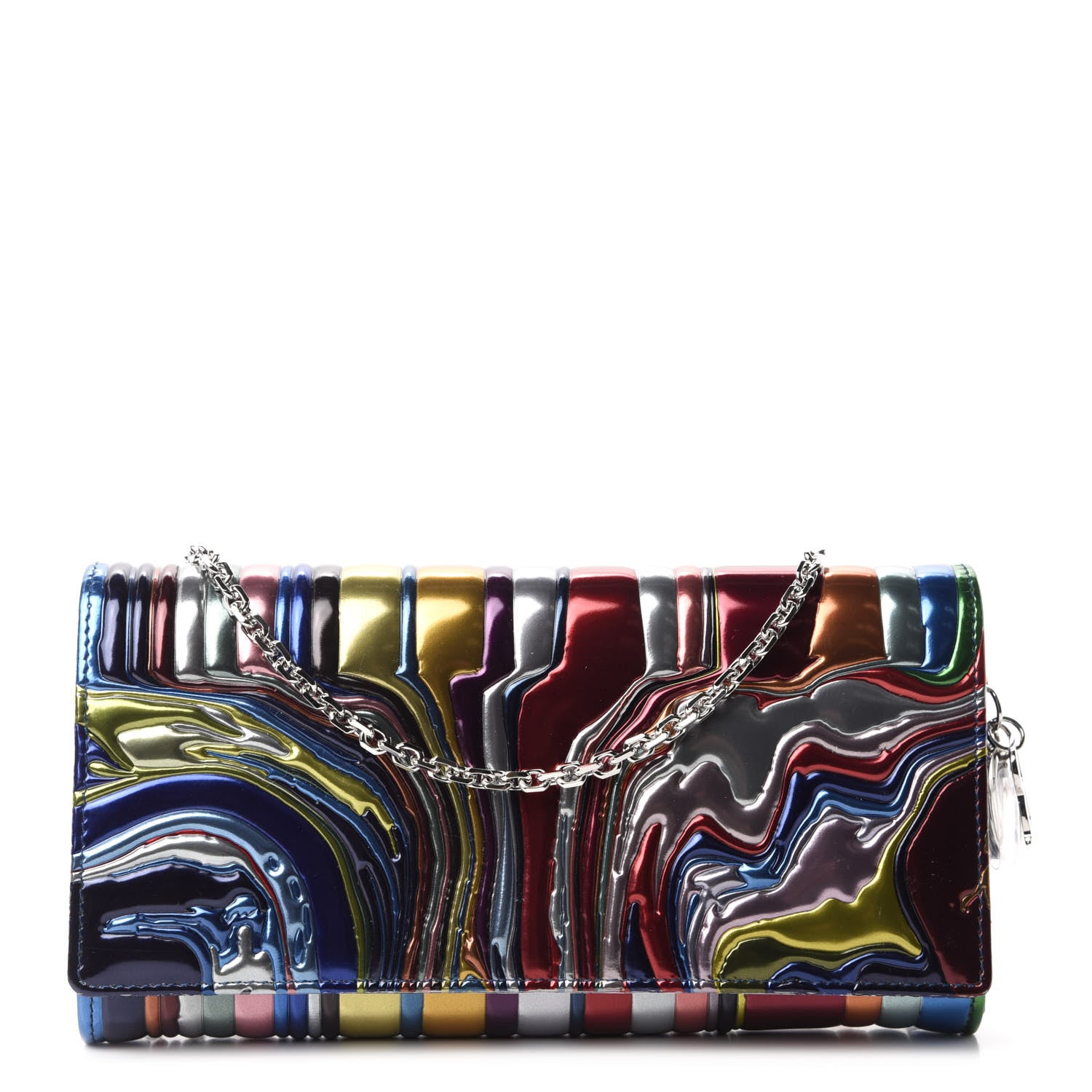 Christian Dior X Ian Davenport Patent Lady Dior Rendezvous Chain Wallet Multicolor 1 of 10