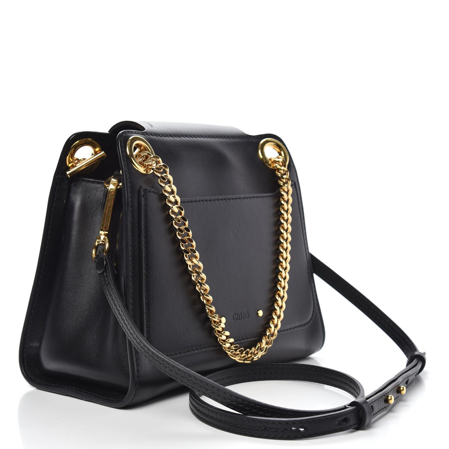 Shiny Calfskin Mini Annie Shoulder Bag Black