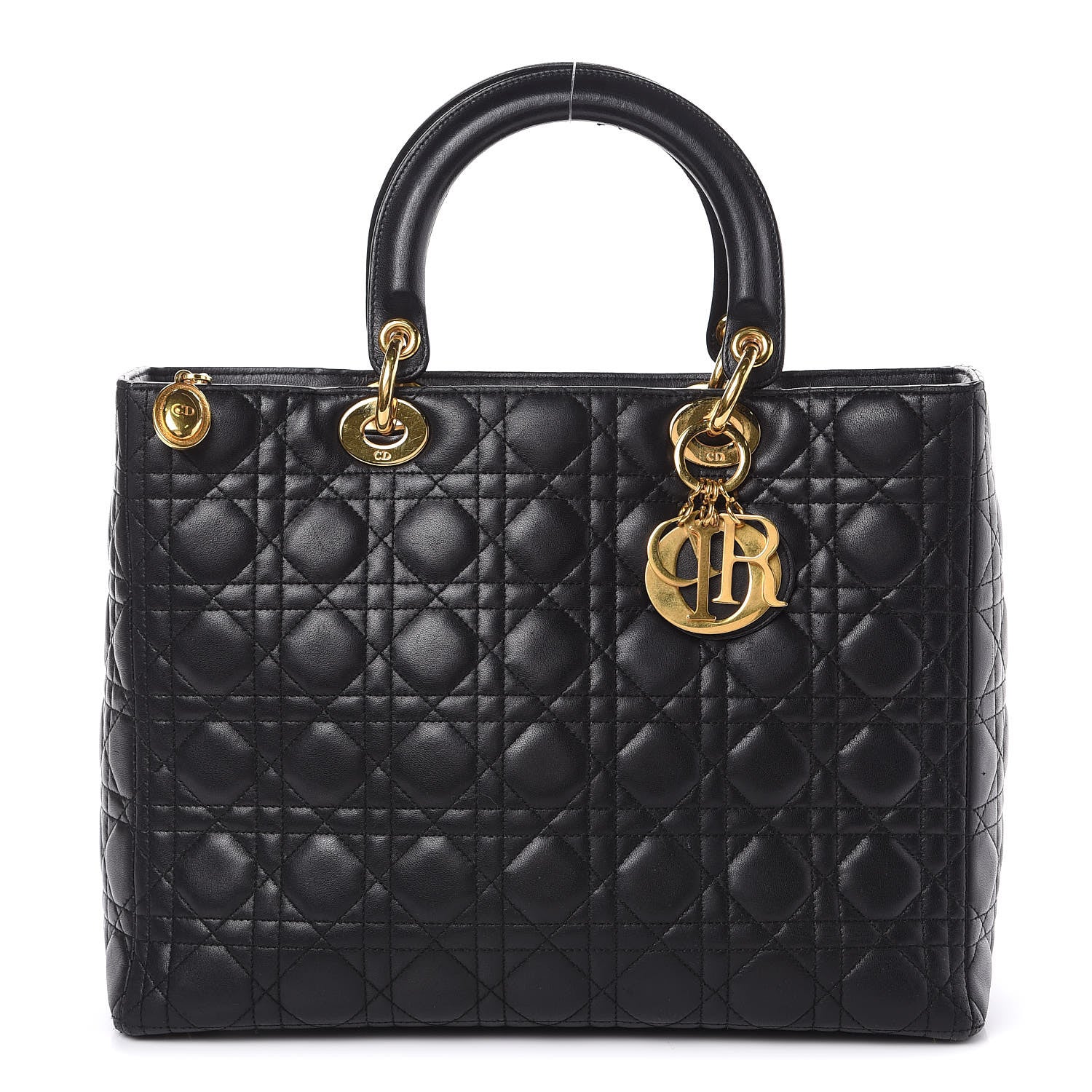 Christian Dior Lambskin Cannage Large Lady Dior Black 1 of 8
