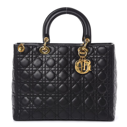 Christian Dior Lambskin Cannage Large Lady Dior Black 1 of 8