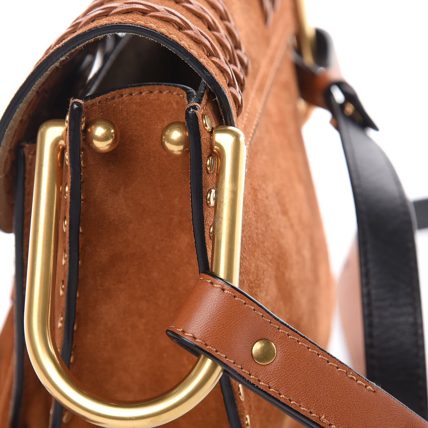 Chloe Suede Calfskin Braided Mini Hudson Shoulder Bag Caramel 12 of 12