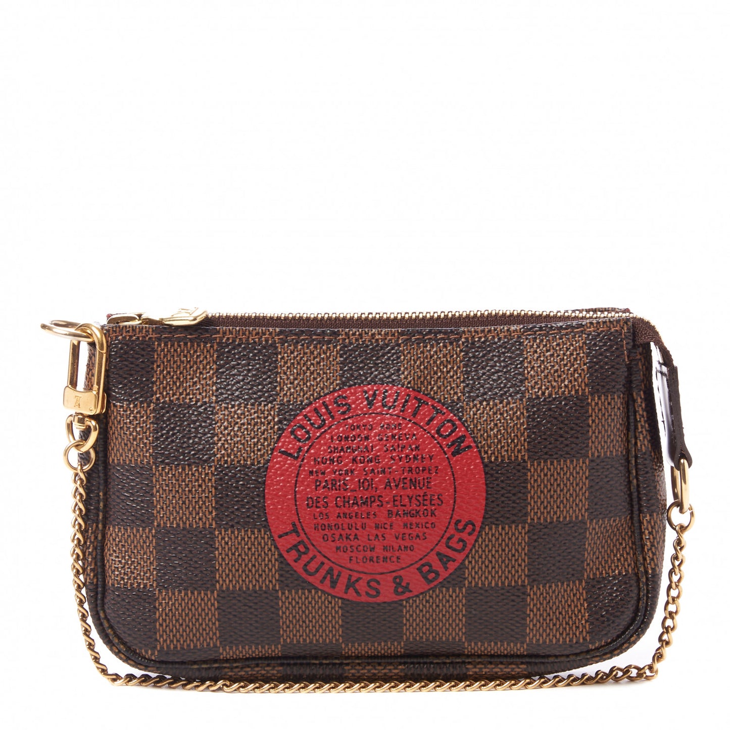 Damier Ebene Complice Trunks and Bags Mini Pochette Accessories Red