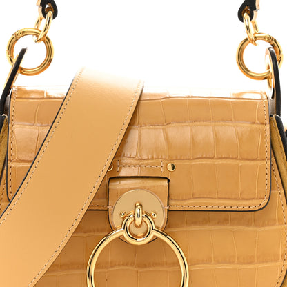 Chloe Calfskin Crocodile Embossed Small Tess Bag Honey Gold 7 of 13