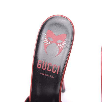Gucci Polished Calfskin Scarlet High Heel Slide Sandals 37.5 Heron Red 8 of 12