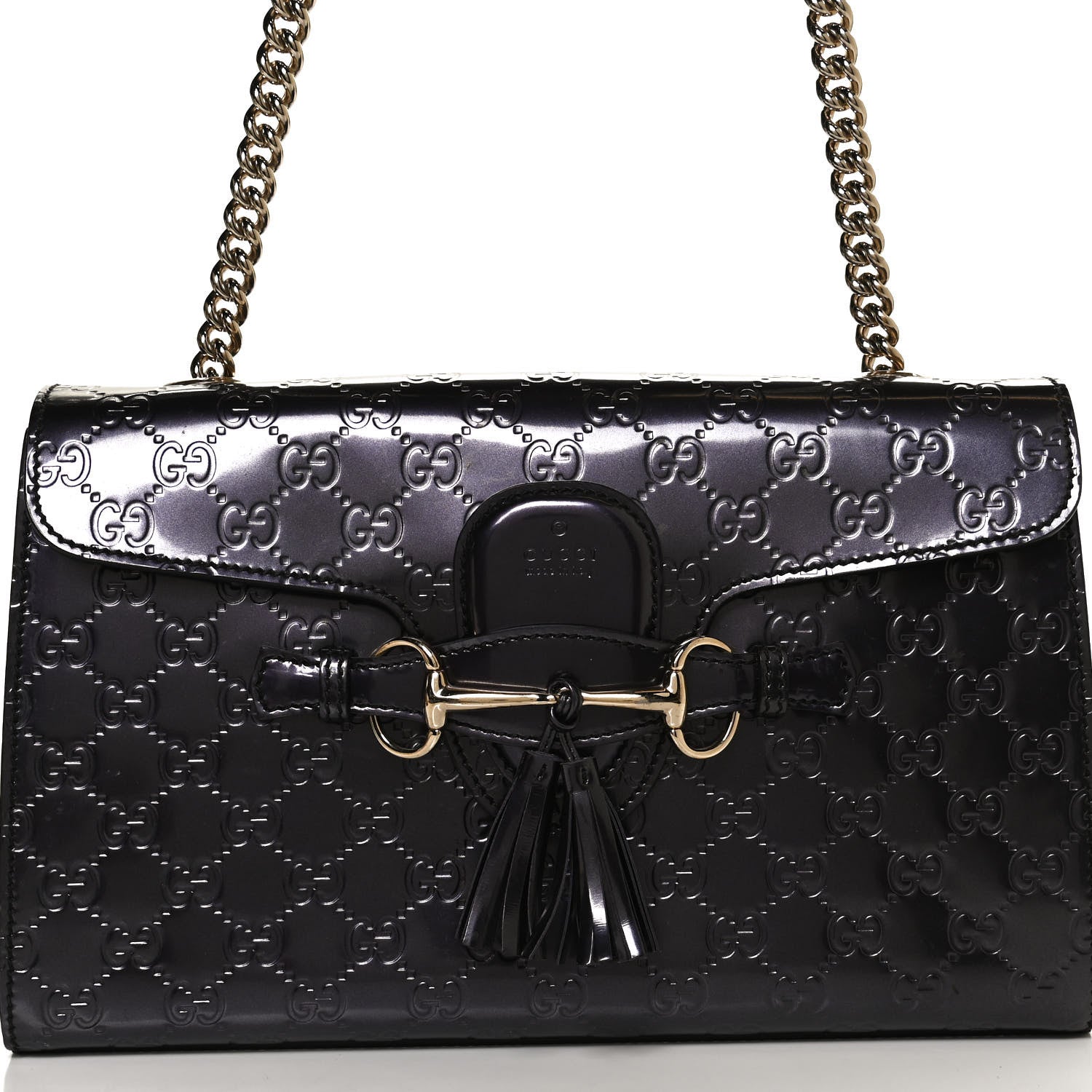 Gucci Shine Guccissima Medium Emily Chain Shoulder Bag Melanzana 9 of 14