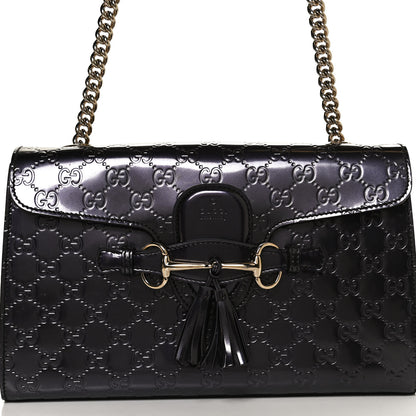 Gucci Shine Guccissima Medium Emily Chain Shoulder Bag Melanzana 9 of 14