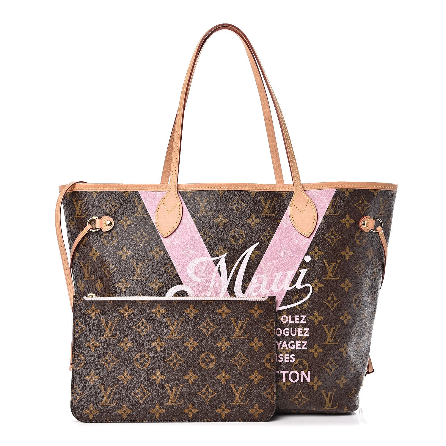 Louis Vuitton Monogram Maui V Neverfull MM Rose Ballerine 1 of 11
