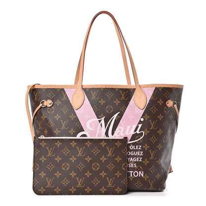 Louis Vuitton Monogram Maui V Neverfull MM Rose Ballerine 1 of 11