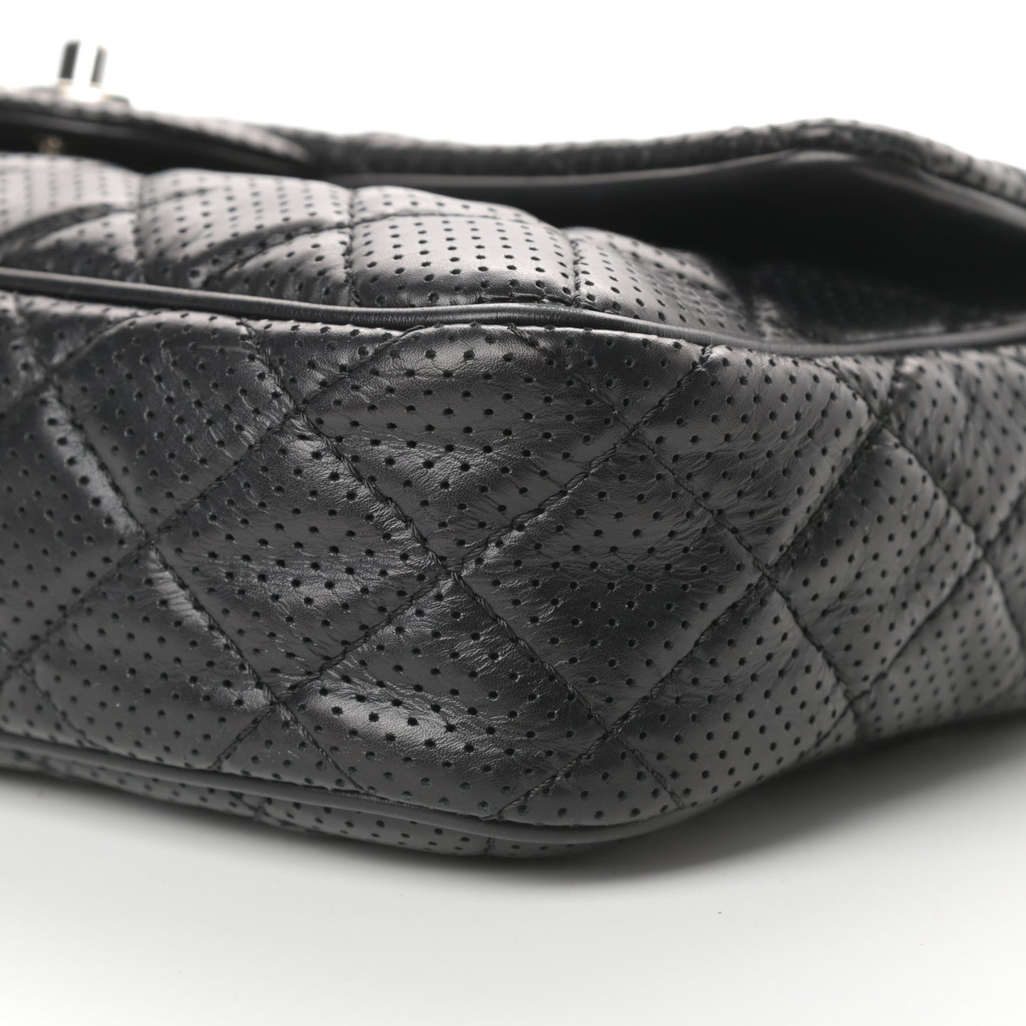 Lambskin Perforated Jumbo Punch Flap Black