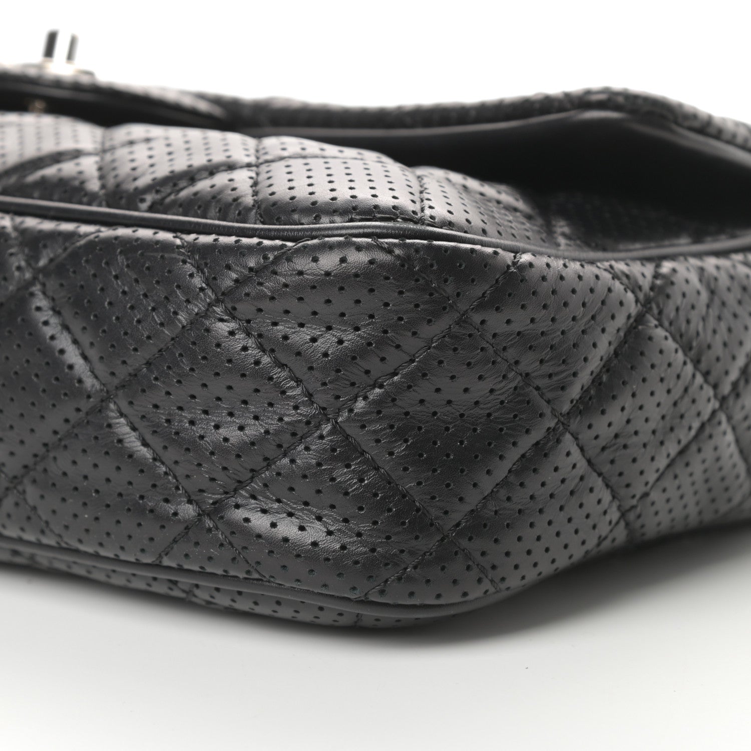 Chanel Lambskin Perforated Jumbo Punch Flap Black 10 of 13