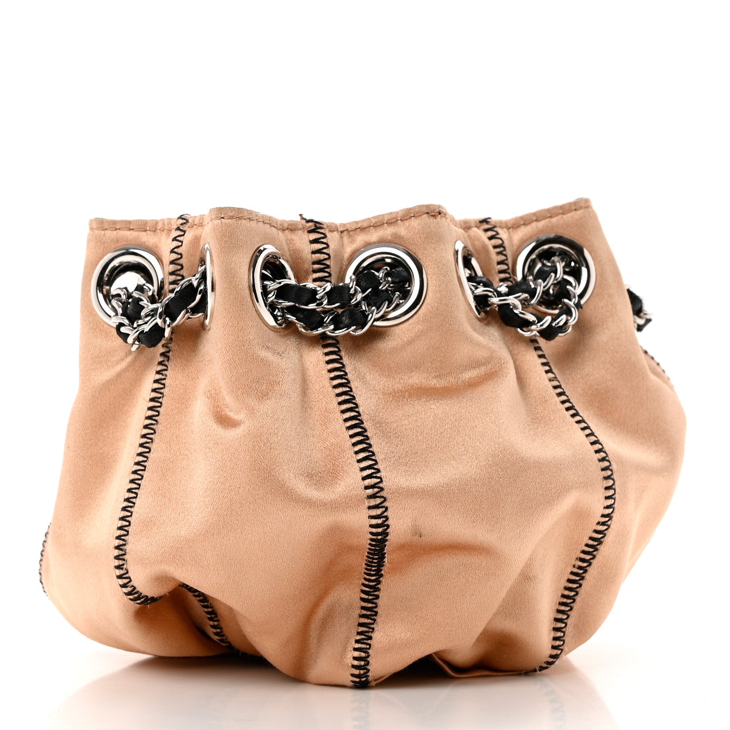 Chanel Lambskin Satin Reversible Mini Sac Cordon Black Peach 9 of 9