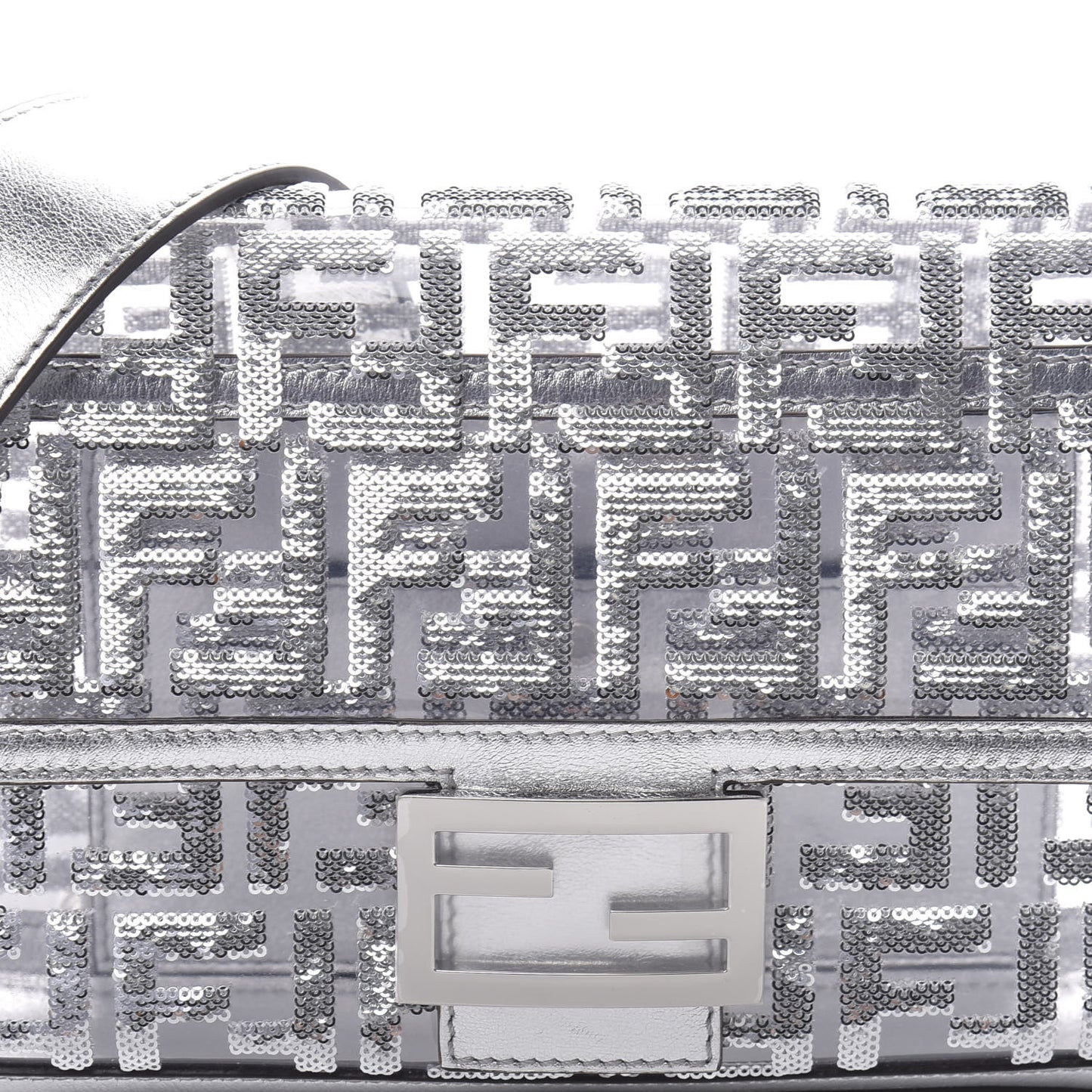PVC Vitello Catalan Mirror Sequin FF Baguette Argento