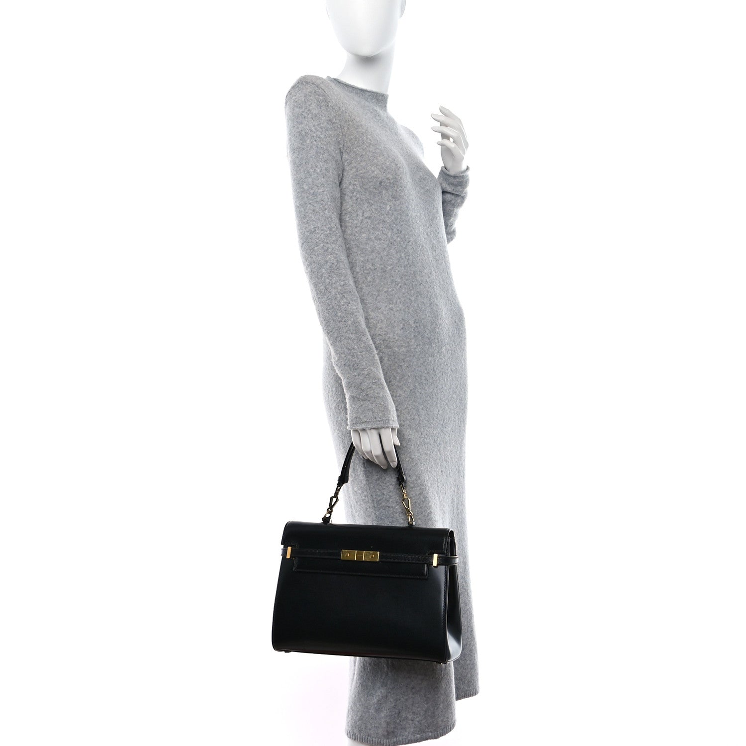 Saint Laurent Smooth Calfskin Manhattan Top Handle Black 2 of 11