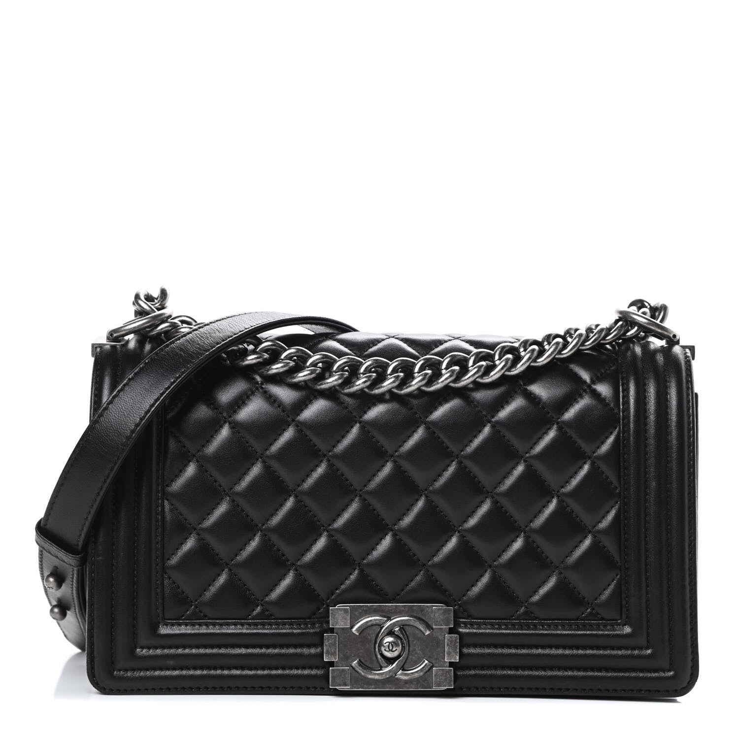Chanel Lambskin Quilted Medium Boy Flap Black 1 of 17