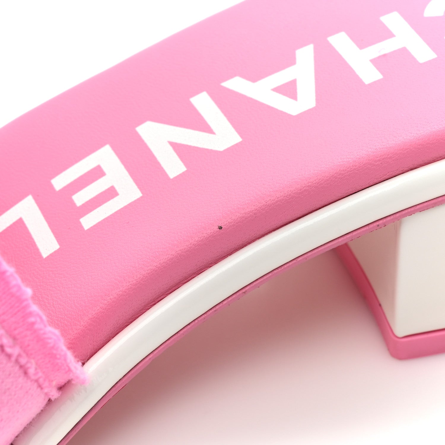 Chanel Cotton Logo Mule Sandals 37.5 Pink White 9 of 11