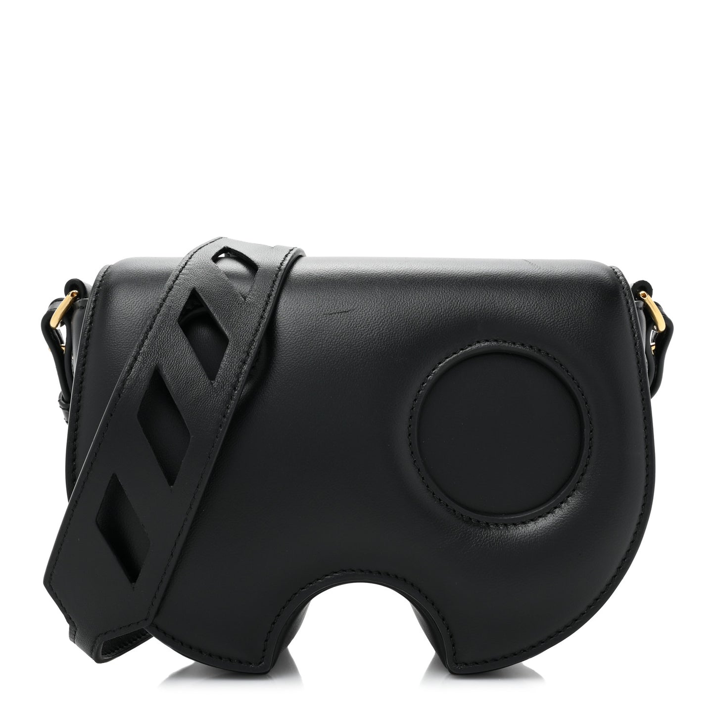 OFF WHITE Calfskin Burrow Saddle Bag Black