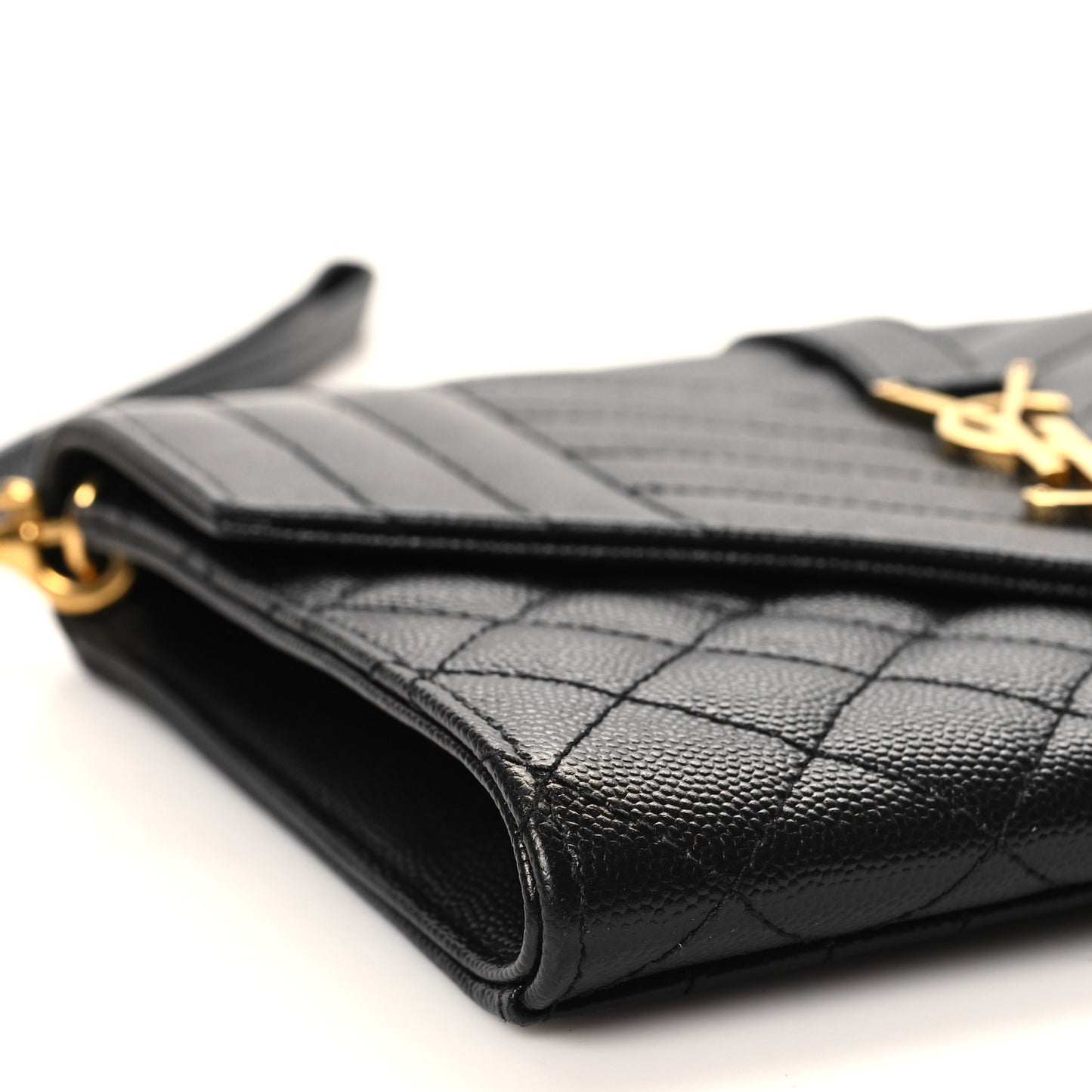 Grain De Poudre Textured Mixed Matelasse Triquilt Monogram Clutch Black