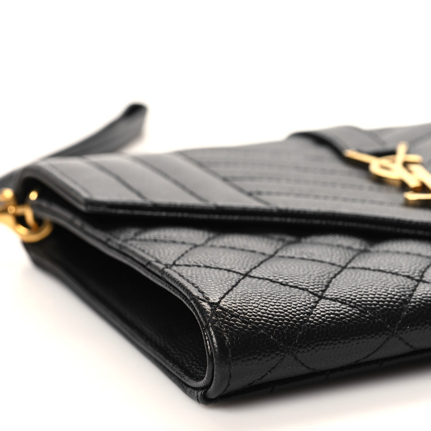 Saint Laurent Grain De Poudre Textured Mixed Matelasse Triquilt Monogram Clutch Black 9 of 11