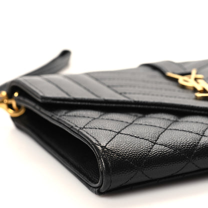 Saint Laurent Grain De Poudre Textured Mixed Matelasse Triquilt Monogram Clutch Black 9 of 11
