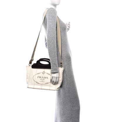 Prada Canapa Legno Logo Tote White 2 of 9