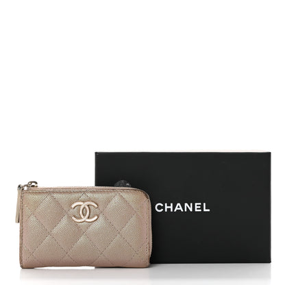 Chanel Iridescent Caviar Quilted Zipped Key Holder Case Beige 21 of 21