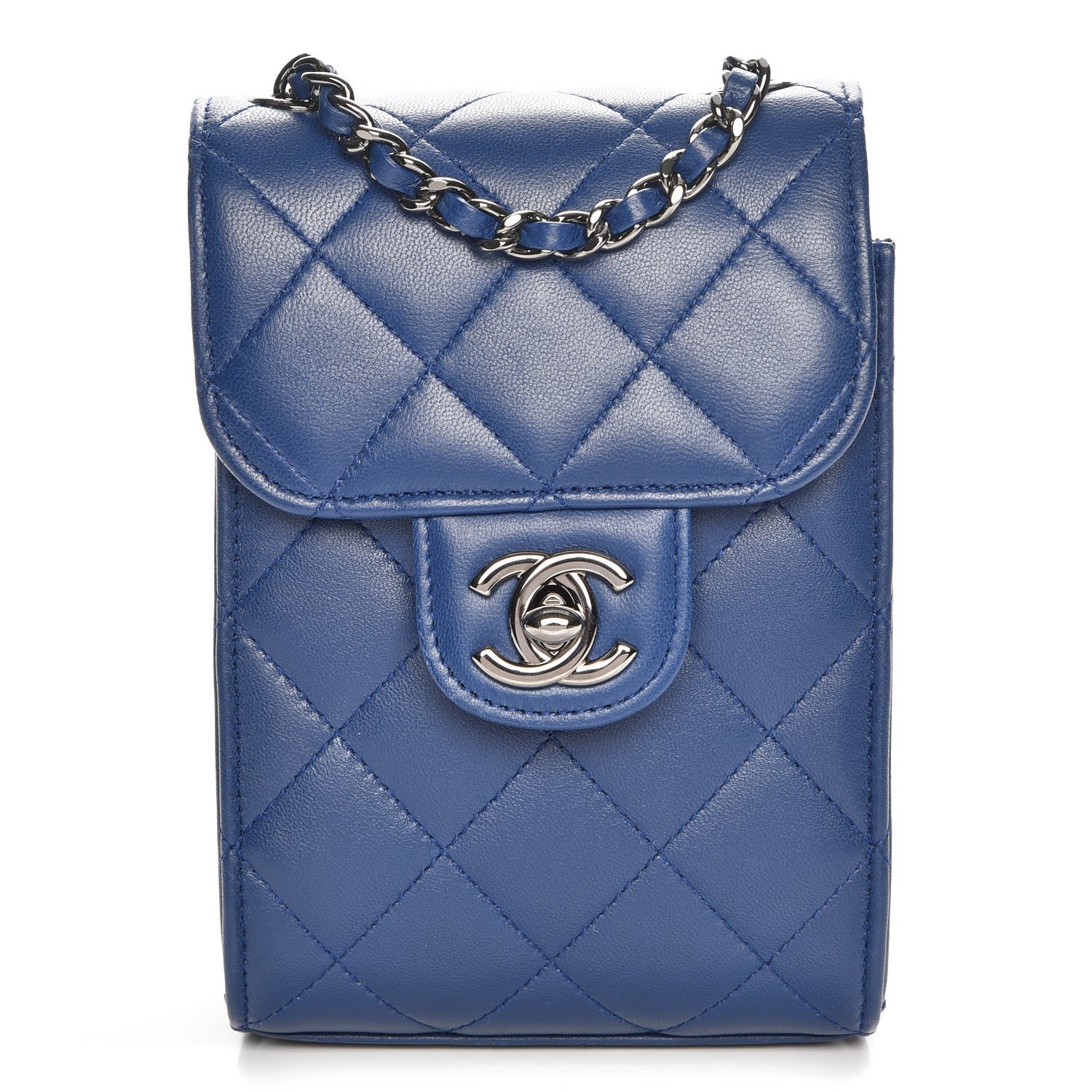 Chanel Lambskin Quilted Extra Mini Wallet On Chain WOC Navy 1 of 8