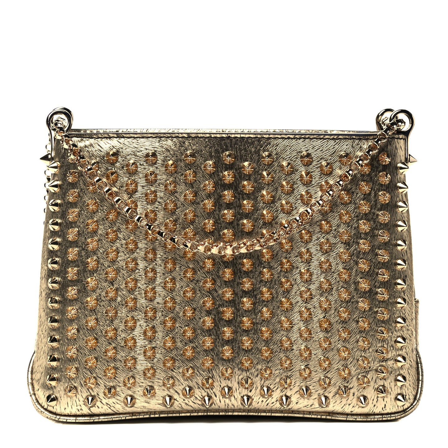 Calfskin Animal Print Small Triloubi Paris Spikes Chain Bag Platine Gold