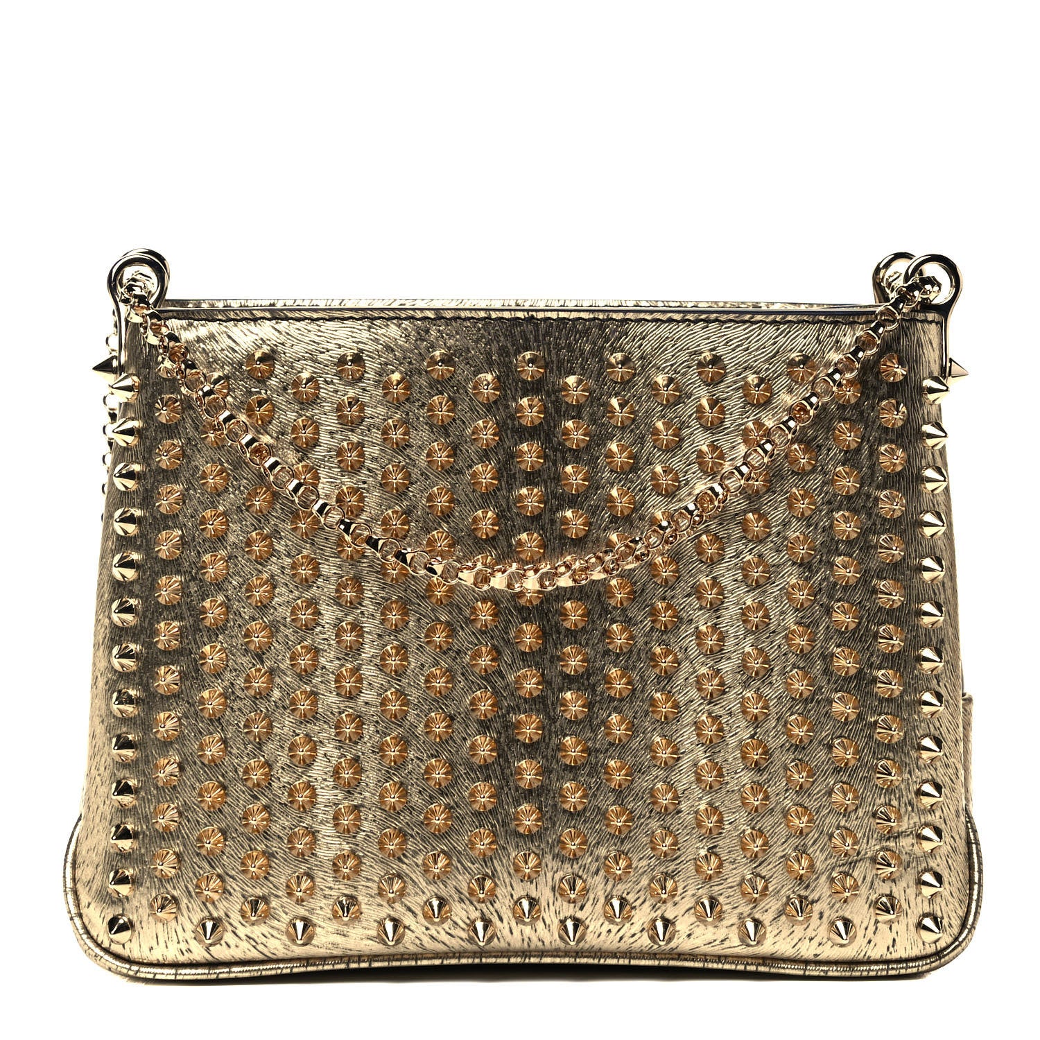 Christian Louboutin Calfskin Animal Print Small Triloubi Paris Spikes Chain Bag Platine Gold 1 of 8