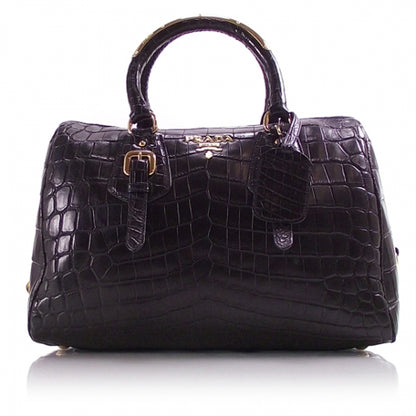 Prada Gold Plated Crocodile Bowler 1 of 12