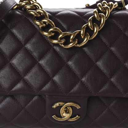 Chanel Shiny Sheepskin Quilted Large Trapezio Flap Dark Burgundy 10 of 11