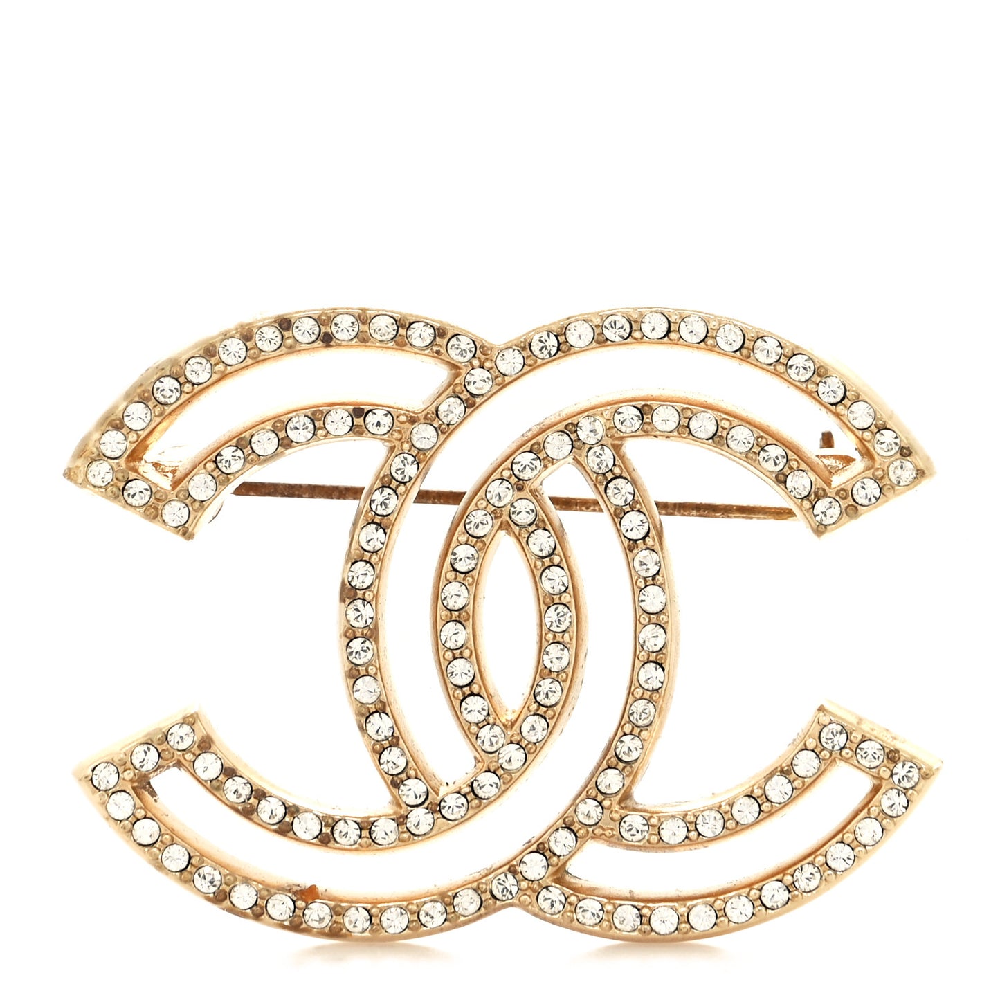 Crystal CC Brooch Light Gold