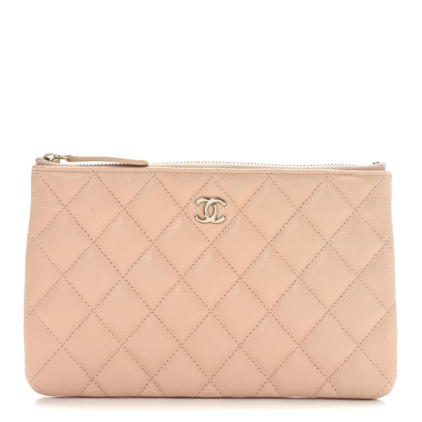 Caviar Quilted Cosmetic Case Beige