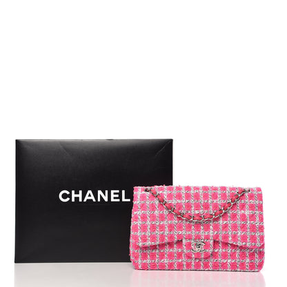 Chanel Tweed Quilted Jumbo Double Flap Hot Pink 11 of 11